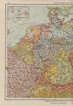 Bild des Verkufers fr Karte Deutsches Reich, bersicht, Mastab 1 : 3 000 000. ;Groe historische kolorierte Landkarte von 1928 zum Verkauf von Antiquariat Kastanienhof