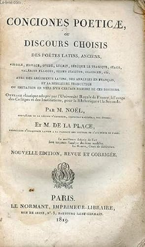 Imagen del vendedor de Conciones poeticae ou discours choisis des potes latins, anciens, Virgile,Horace,Ovide,Lucain,Snque,Le tragique,Stace,Valrius Flaccus,Silius Italicus,Claudien etc - Nouvelle dition revue et corrige. a la venta por Le-Livre