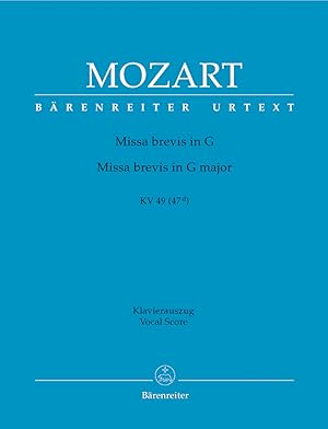 Missa brevis G-Dur KV49 für Soli, gem Chor und Orchester Klavierauszug (la)