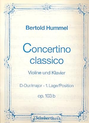 Bild des Verkufers fr Concertino classico D-Dur op.103b fr Violine und Streicher fr Violine und Klavier (1. Lage) zum Verkauf von moluna