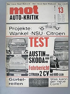 Seller image for Mot. Auto-Kritik. (= 12. Jahrgang, Heft 13/66). for sale by Antiquariat Bookfarm