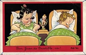 Ansichtskarte / Postkarte Schlafende Kinder, Eros, Liebespaar, Don Juan de Pacotille, va