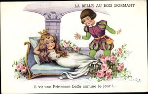 Image du vendeur pour Knstler Ansichtskarte / Postkarte Patt, J., Schlafende Prinzessin, Prinz, Mrchen, La Belle au Bois Dormant mis en vente par akpool GmbH