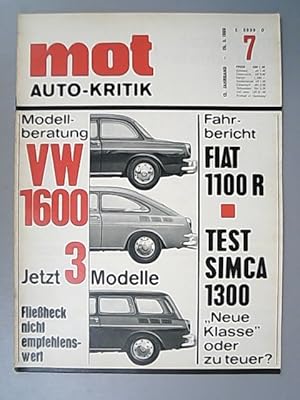 Imagen del vendedor de Mot. Auto-Kritik. (= 12. Jahrgang, Heft 7/66). a la venta por Antiquariat Bookfarm