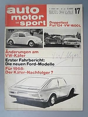 Imagen del vendedor de Auto, Motor und Sport. (= 22. Jahrgang, Heft 17/67). a la venta por Antiquariat Bookfarm