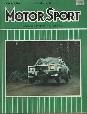 MOTOR SPORT INCORPORATING SPEED AND THE BROOKLANDS GAZETTE Vol LIV No 10 October 1978