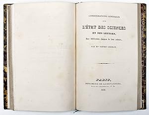 Considérations générales sur l'état des sciences et des lettres, aux différentes époques de leur ...