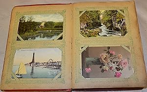 Postcard Album with 104 Various Postcards and Greeting Cards