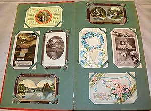 Postcard Album with 208 Various Postcards and Greeting Cards