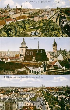 Postkarte Carte Postale 73770852 Dessau-Rosslau Teilansicht m. Schlosskirche Rathaus Dessau-Rosslau