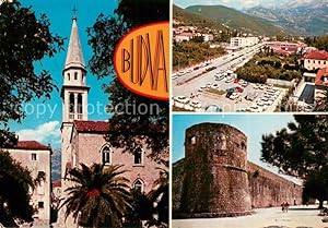 Postkarte Carte Postale 73773951 Budva Montenegro Kirche Stadtplatz Stadtmauer