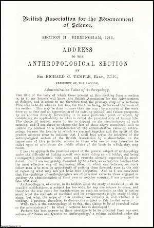 Bild des Verkufers fr Administrative Value of Anthropology. An uncommon original article from The British Association for The Advancement of Science report, 1913. zum Verkauf von Cosmo Books