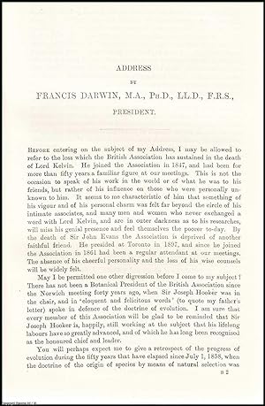 Seller image for Francis Darwin, Presidential Address, 1908 to the British Association, Meeting at Dublin. An uncommon original article from The British Association for The Advancement of Science report, 1908. for sale by Cosmo Books