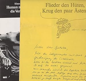 Bild des Verkufers fr Human macht der Zweifel, die Verzweiflung kaputt. (Mit handschriftlichem Brief des Autors!). Gedichte + Prosa. zum Verkauf von Antiquariat Schwarz & Grmling GbR