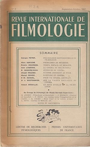 Imagen del vendedor de Revue Internationale de Filmologie. Edition de Septembre-Octobre 1947. a la venta por PRISCA