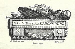Exlibris Dr. Alphons Dürr. Lips. 1768. Renov. 1901