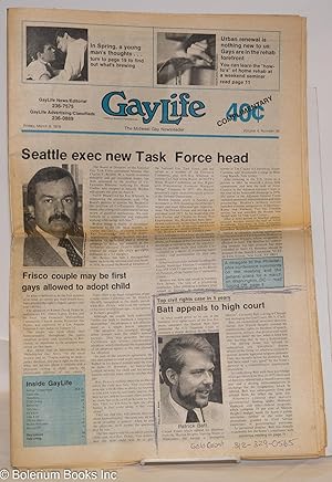 Seller image for GayLife: the Midwest gay newsleader; vol. 4, #38, Friday, March 9, 1979: Seattle Exec New Task Force Head for sale by Bolerium Books Inc.