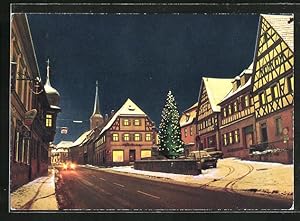 Bild des Verkufers fr Ansichtskarte Schesslitz / Oberfranken, Strassenpartie in einer Winternacht zum Verkauf von Bartko-Reher