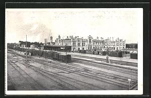 Ansichtskarte Brest-Litowsk, Bahnhof mit Eisenbahn