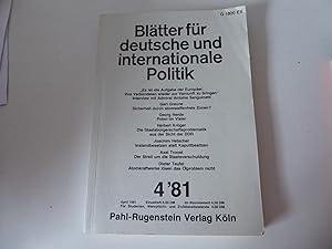 Bild des Verkufers fr Bltter fr deutsche und internationale Politik 4'81 - April 1981. Monatszeitschrift 26. Jahrgang Heft 4/81. Softcover zum Verkauf von Deichkieker Bcherkiste