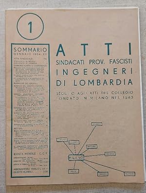 Atti Sindacati Prov. Fascisti ingegneri di Lombardia, 1934, n. 1