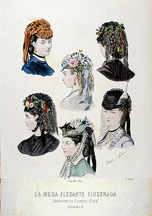 Bild des Verkufers fr Women's Fashion, circa 1870 - Hairstyles & Hats zum Verkauf von Lirolay