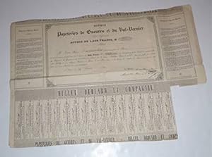 Société des Papeteries de Gueures et du Val-Varnier. Actionide 1,000 Francs. First edition.