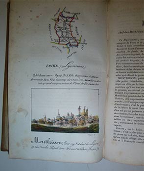 Image du vendeur pour Panorama gographique franais, ou les mille et une beauts de la gographie de France, contenant la description de toutes les villes et principaux endroits de la France, avec leur origine, tymologie, productions, curiosits, et les noms des hommes clbres qui les ont illustrs. Orn de 87 cartes et de 86 vues des villes chefs-lieux de chaque departement; Ouvrage du plus grand interet pour les Francais, de la plus grande utilite pour les etrangers qui voyagent en France, et tres propre a etre mis dans les mains de la jeunesse. First edition. [Handcolored]. mis en vente par Wittenborn Art Books