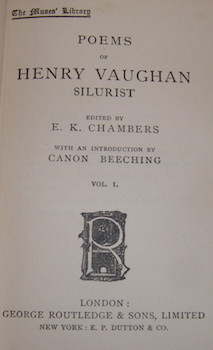 Seller image for The Poems of Henry Vaughan Silurist. Volumes 1 & 2. for sale by Wittenborn Art Books