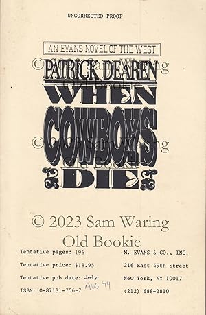 When cowboys die (Evans Novel of the West)