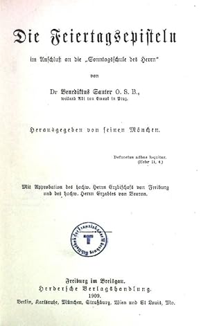 Bild des Verkufers fr Die Feiertagsepisteln im Anschlu an die "Sonntagsschule des Herrn". zum Verkauf von books4less (Versandantiquariat Petra Gros GmbH & Co. KG)