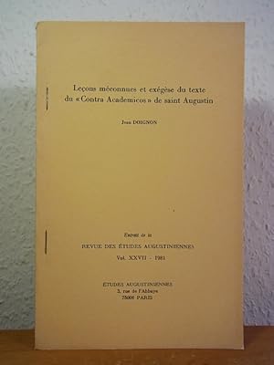 Immagine del venditore per Le�ons m�connues et ex�g�se du texte du "Contra Academicos" de saint Augustin [Sign� par Jean Doignon] venduto da Antiquariat Weber