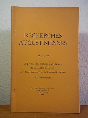 Seller image for A propos des ditons patristique de la Contre-Rforme: Le "Saint Augustin" de la Typographie Vaticane for sale by Antiquariat Weber