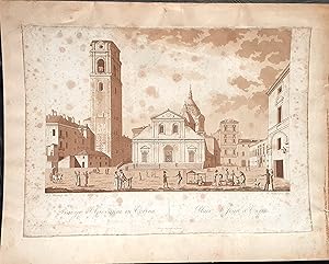 Torino Piazza San Giovanni rara incisione 1817