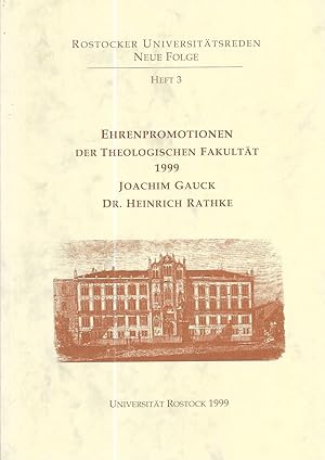 Imagen del vendedor de Rostocker Universittsreden Neue Folge Heft 3 Ehrenpromotionen der Theologischen Fakultt 1999 Joachim Guack Dr. Heinrich Rathke a la venta por Antiquariat Christian Wulff