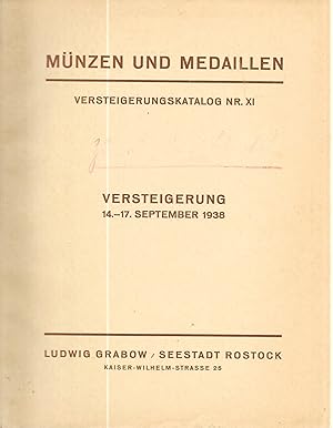 Versteigerungskatalog Nr. XI 1938 Münzhandlung Ludwig Grabow Seestadt Rostock, I. Sammlung Wewer ...