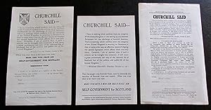 CHURCHILL SAID. WINSTON S. CHURCHILL LEAFLETS ON SELF GOVERNMENT FOR SCOTLAND