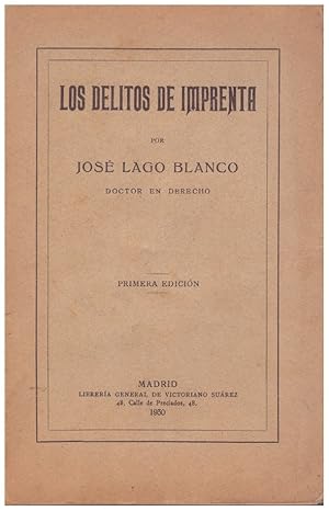 Imagen del vendedor de LOS DELITOS DE IMPRENTA. a la venta por Llibres de Companyia