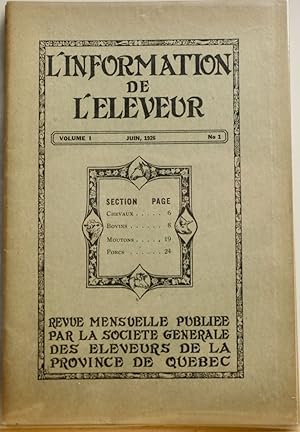 L'information de l'éleveur, vol. 1 no 1 à 7