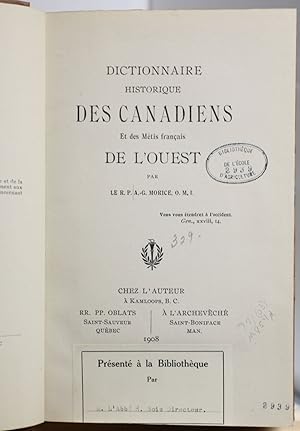 Dictionnaire historique des Canadiens et des Métis français de l'Ouest