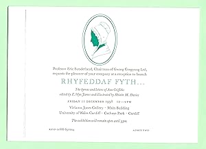 Seller image for Rhyfeddaf Fyth . The hymns and letters of Ann Griffiths [Invitation to launch event] (Together with addressed envelope) for sale by The Bookshop at Beech Cottage