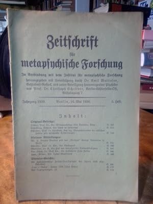 Image du vendeur pour Zeitschrift fr metapsychische Forschung. Jahrgang 1930, 5. Heft. mis en vente par Antiquariat Thomas Nonnenmacher