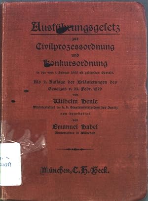 Bild des Verkufers fr Das bayerische Gesetz zur Ausfhrung der Reichs-Civilprozessordnung und Konkursordnung zum Verkauf von books4less (Versandantiquariat Petra Gros GmbH & Co. KG)