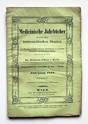 Seller image for Medicinische Jahrbcher des kaiserl. knigl. sterreichischen Staates. Jahrgang 1848 September. for sale by Versandantiquariat Hsl