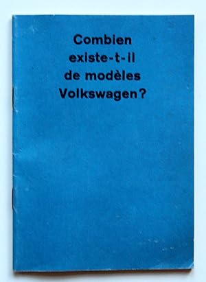 Bild des Verkufers fr Combien existe-t-il de modles Volkswagen? zum Verkauf von Versandantiquariat Hsl