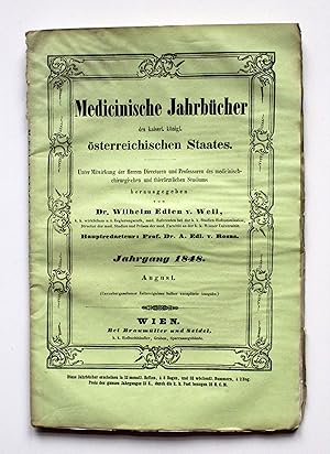 Seller image for Medicinische Jahrbcher des kaiserl. knigl. sterreichischen Staates. Jahrgang 1848 August. for sale by Versandantiquariat Hsl