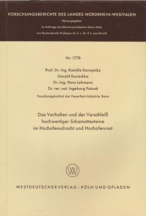 Imagen del vendedor de Das Verhalten und der Verschleiss hochwertiger Schamottesteine im Hochofenschacht und Hochofenrast. (Nordrhein-Westfalen: Forschungsberichte des Landes Nordrhein-Westfalen ; Nr. 1778). a la venta por Brbel Hoffmann