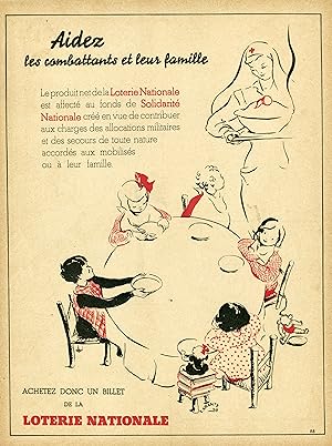 "LOTERIE NATIONALE" Annonce originale entoilée publiée dans MATCH et illustrée par F. KRANTZ en 1939