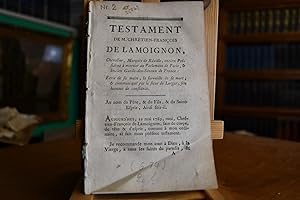 Testament de M. Chretien-Francois de Lamoignon. Chevalier, Marquis de Baville, ancien President a...