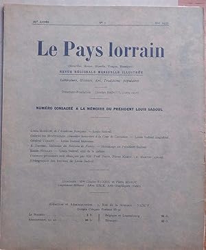 Le pays lorrain 29e année - Numéro 5 de mai 1937 - Numéro consacré à la mémoire du président Loui...